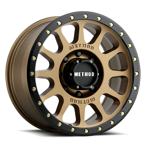 Aluminum Wheels 18x9 NV HD MR305 Bolt Pattern 8 On 165.1 Offset 18 Lip Size 1.38 Method Bronze BRZ Black Street Loc Method