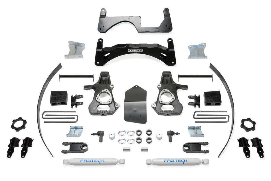 Fabtech 6" BASIC SYS W/ PERF SHKS 14-18 GM K1500 P/U W/ OE ALM OR STMP STL UCA