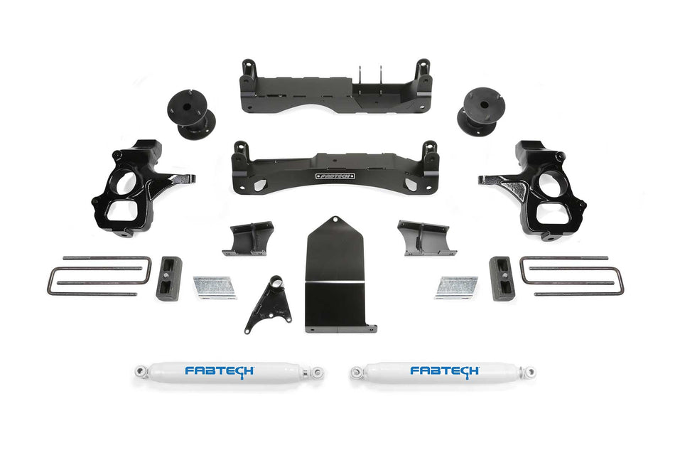 Fabtech 4" BASIC SYS W/ PERF SHKS 14-18 GM C/K1500 P/U W/ OE ALM OR STMP STL UCA